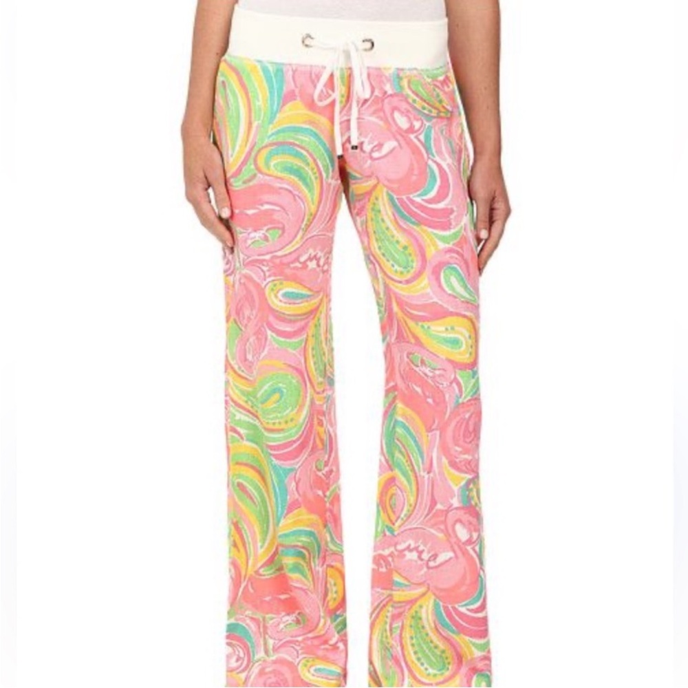 Lilly Pulitzer The Beach Pant sz S in Paisley Flamingo 🦩